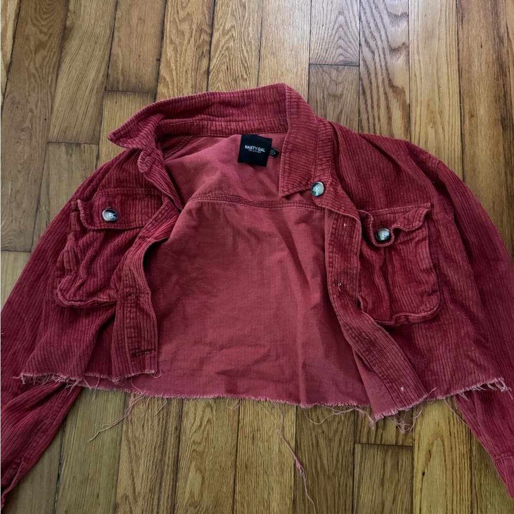 Red Corduroy Cropped Jacket